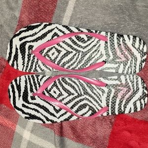 SO Zebra-Print Flip Flops